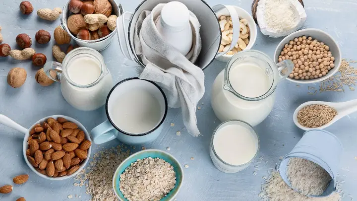 Various tree nuts, legumes, seeds and grains can be used to make plant-based milk.