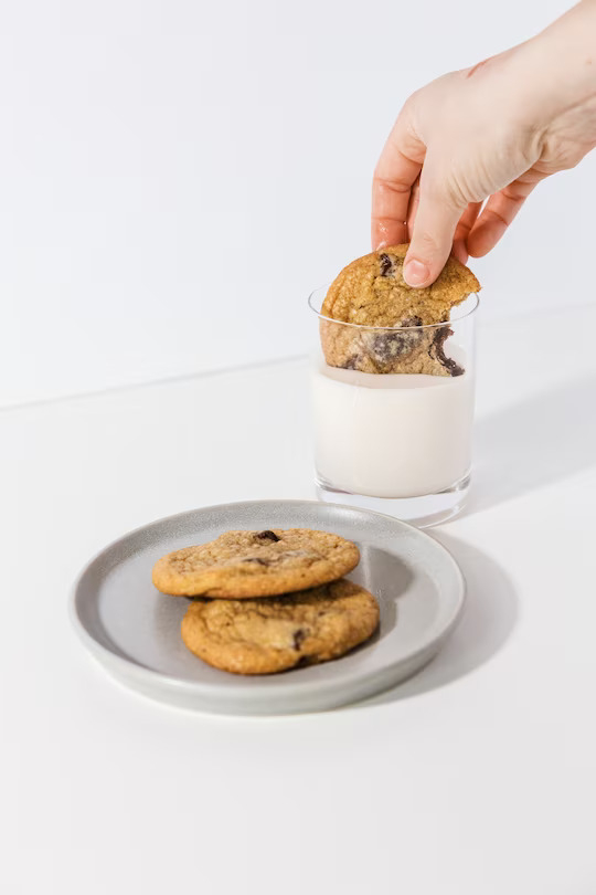 Milk and chocolate chip cookies made with ingredients from Perfect Day.