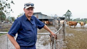 Milk production at Peter Graham's dairy is still down 50 per cent after the February-March 2022 floods.